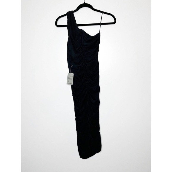 NWT Love by Design One Shoulder Ruched Bodycon Midi Dress Womens Black SZ Small - Picture 4 of 6